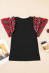 Pearl Accent Ruffled Sleeve Ribbed Knit Top