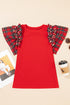Pearl Accent Ruffled Sleeve Ribbed Knit Top