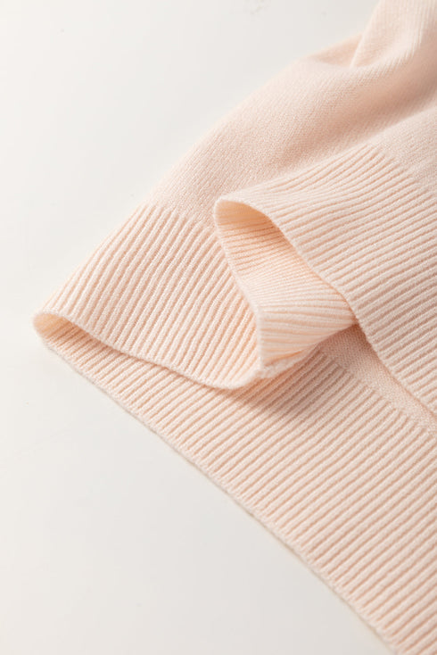 Pearl And Bow Accent Short Sleeve Knit Sweater