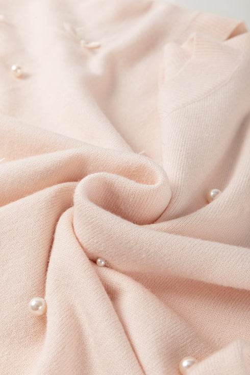 Pearl And Bow Accent Short Sleeve Knit Sweater