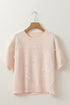 Pearl And Bow Accent Short Sleeve Knit Sweater