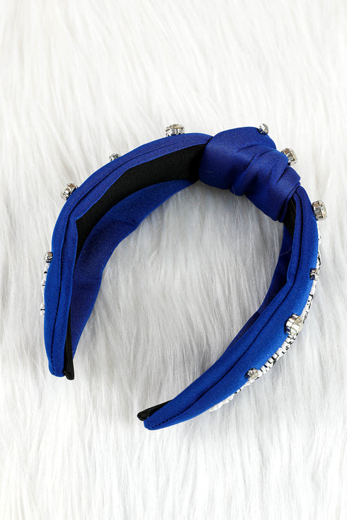Pearl And Rhinestone Embellished Knotted Fabric Headband