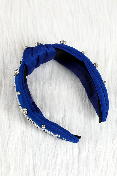 Pearl And Rhinestone Embellished Knotted Fabric Headband