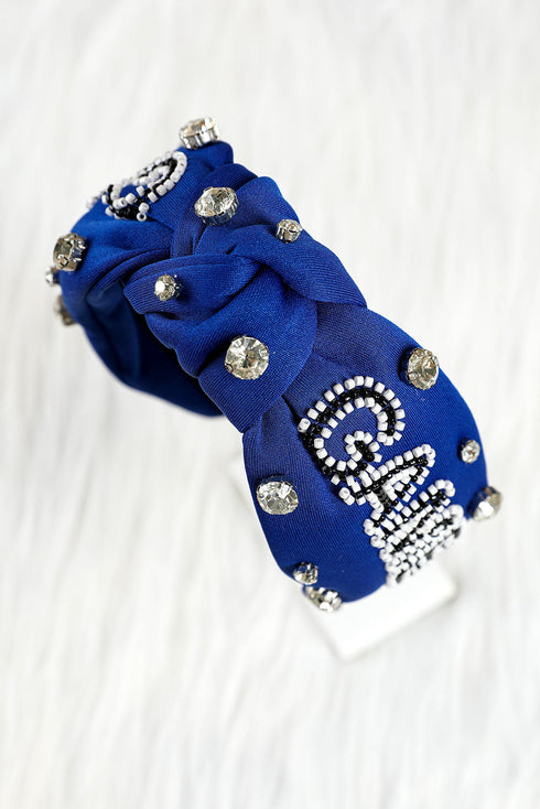 Pearl And Rhinestone Embellished Knotted Fabric Headband