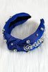 Pearl And Rhinestone Embellished Knotted Fabric Headband