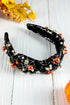 Pearl And Rhinestone Spiderweb Knotted Fabric Headband