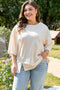 Pearl Bead Embellished Crew Neck Half Sleeve Tee