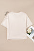 Pearl Bead Embellished Crew Neck Half Sleeve Tee