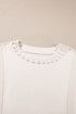 Pearl Bead Embellished Crew Neck Half Sleeve Tee