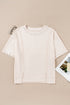 Pearl Bead Embellished Crew Neck Half Sleeve Tee
