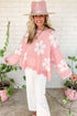 Pearl Beaded Floral Drop Shoulder Sweater