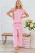 Pearl Beaded Ruffle Sleeve Textured Wide Leg Pant Sets
