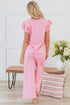 Pearl Beaded Ruffle Sleeve Textured Wide Leg Pant Sets