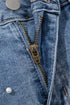 Pearl Beaded Washed Raw Hem Western Denim Shorts