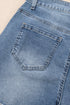 Pearl Beaded Washed Raw Hem Western Denim Shorts