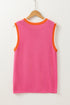 Pearl Detail Sleeveless Crew Neck Knit Vest