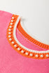 Pearl Detail Sleeveless Crew Neck Knit Vest