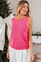 Pearl Detail Sleeveless Crew Neck Knit Vest