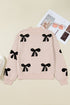 Pearl Embellished Bow Applique Mock Neck Sweater
