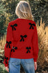 Pearl Embellished Bow Applique Mock Neck Sweater