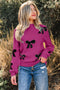 Pearl Embellished Bow Applique Mock Neck Sweater