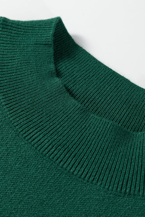 Pearl Embellished Bow Applique Mock Neck Sweater