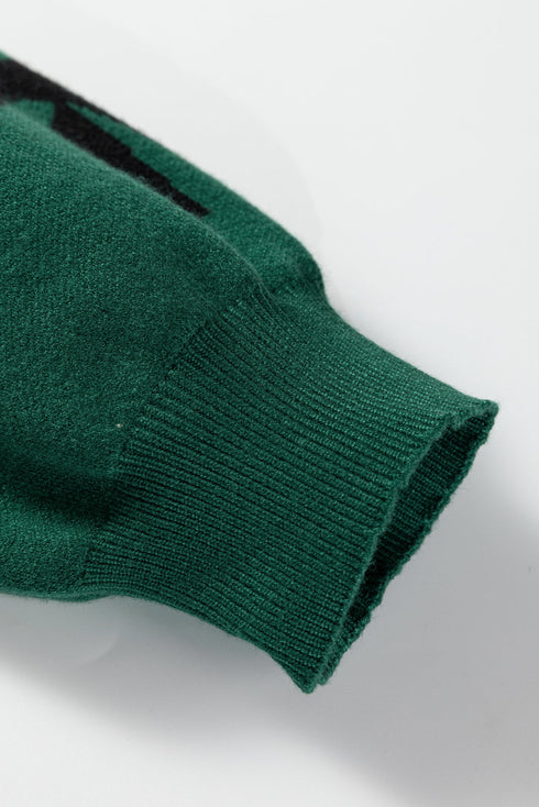 Pearl Embellished Bow Applique Mock Neck Sweater