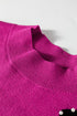 Pearl Embellished Bow Applique Mock Neck Sweater