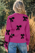Pearl Embellished Bow Applique Mock Neck Sweater