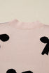 Pearl Embellished Bow Applique Mock Neck Sweater