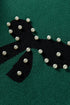 Pearl Embellished Bow Applique Mock Neck Sweater