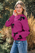 Pearl Embellished Bow Applique Mock Neck Sweater
