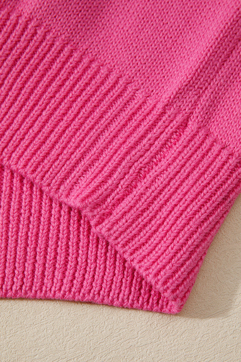Pearl Embellished Contrast Trim Plush Knit Sweater