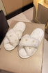 Pearl Embellished Criss Cross Plush Fleece House Slippers