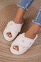 Pearl Embellished Criss Cross Plush Fleece House Slippers