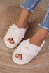Pearl Embellished Criss Cross Plush Fleece House Slippers