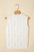 Pearl Embellished Diamond Cable Knit Sleeveless Sweater