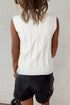 Pearl Embellished Diamond Cable Knit Sleeveless Sweater