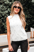 Pearl Embellished Diamond Cable Knit Sleeveless Sweater