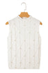 Pearl Embellished Diamond Cable Knit Sleeveless Sweater
