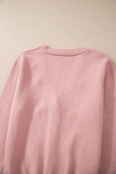 Pearl Embellished Diamond Knit Button Front Cardigan