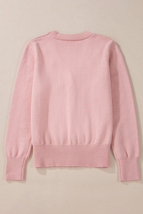 Pearl Embellished Diamond Knit Button Front Cardigan