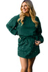 Pearl Embellished Drop Shoulder Pullover Mini Skirt Two Piece Dress