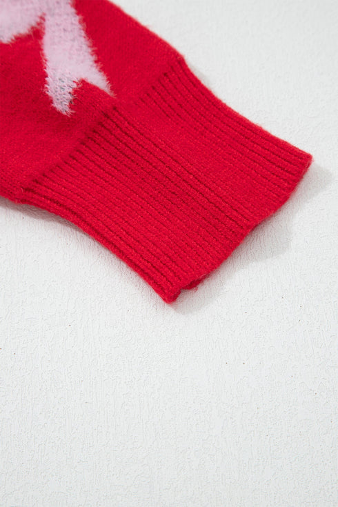 Pearl Embellished Fuzzy Bow Crew Neck Sweater