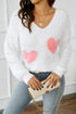 Pearl Embellished Heart Motif Fuzzy Knit Sweater