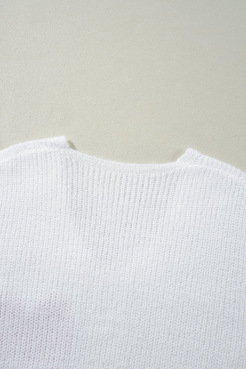 Pearl Embellished Heart Motif Fuzzy Knit Sweater