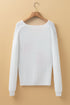 Pearl Embellished Heart Motif Fuzzy Knit Sweater