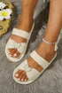 Pearl Embellished Heart Ribbed Open Toe Slide Slippers