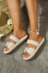 Pearl Embellished Heart Ribbed Open Toe Slide Slippers