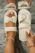 Pearl Embellished Heart Ribbed Open Toe Slide Slippers